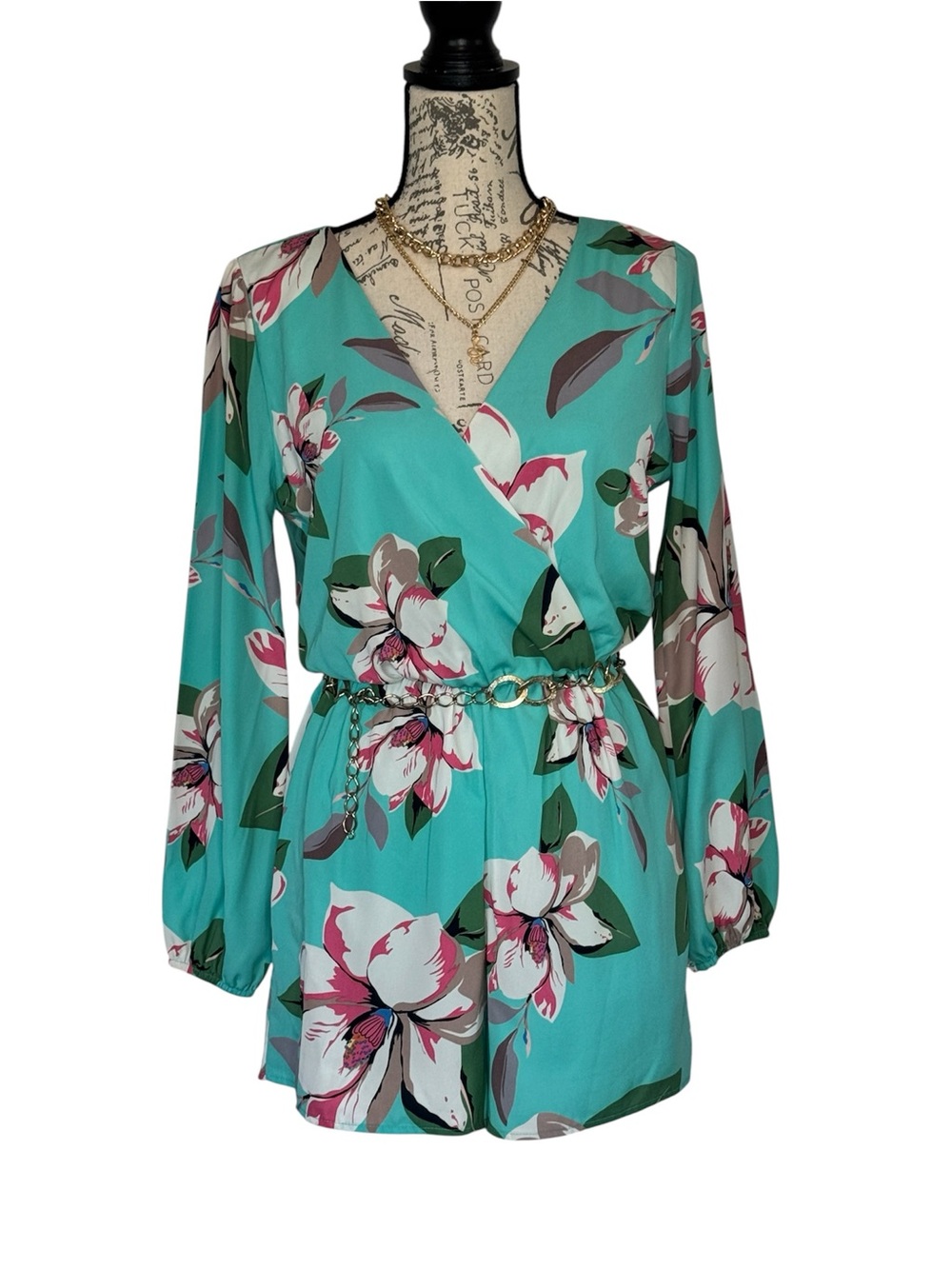 Pink Owl One Piece Floral/Multicolored Romper Size S